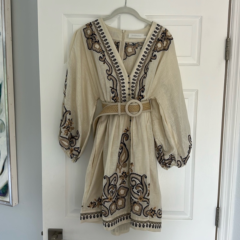 Zimmermann Cream Embroidered Dress